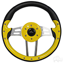 RHOX Steering Wheel, Aviator 4 Yellow Grip/Brushed Aluminum Spokes, 13